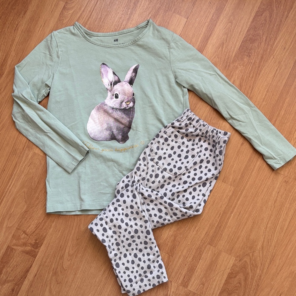 H&M and Uniqlo Sage Bunny Pajama Set for Kids